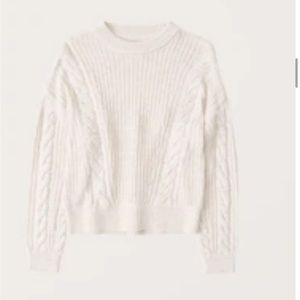 A&F Cream Cableknit Crew Sweater